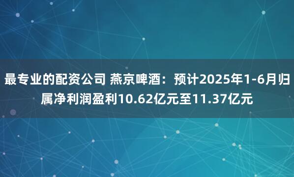 最专业的配资公司 燕京啤酒：预计2025年1-6月归属净利润盈利10.62亿元至11.37亿元